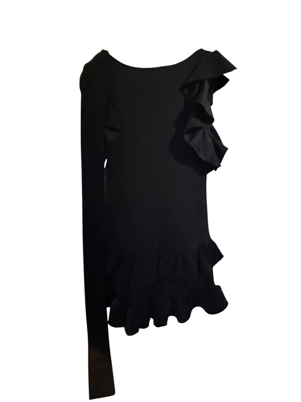 Bonnie Jean Girls Size 7 Black Ruffle Dress Long Shoulder Tie Party Holiday - Picture 7 of 9